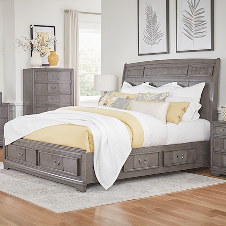 Traditional King Storage Bed with 6 Drawers