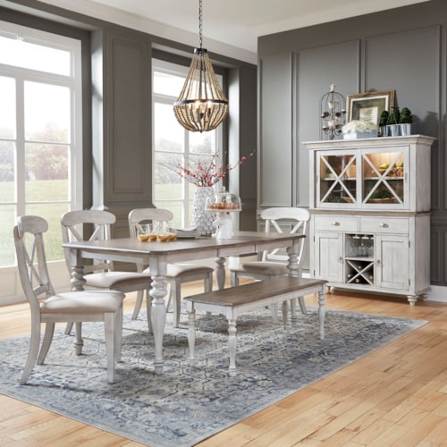 6-Piece Farmhouse Rectangular Dining Set with Leaf Insert