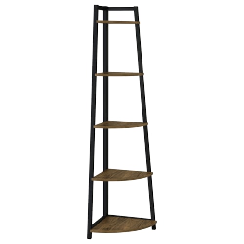 Jacksonville 63-Inch 5-Shelf Bookshelf Black And Aged Walnut