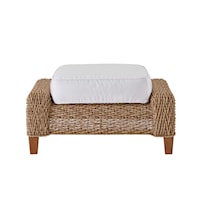 Coastal Outdoor Living Wicker Ottoman with Tapered Wood Legs