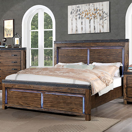 California King Panel Bed with Lighting