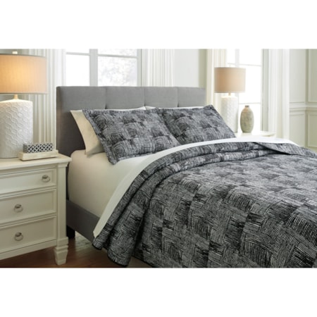 Queen Jabesh Black Quilt Set