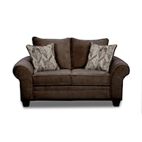 Transitional Loveseat with Loose Back Pillows - Chocolate
