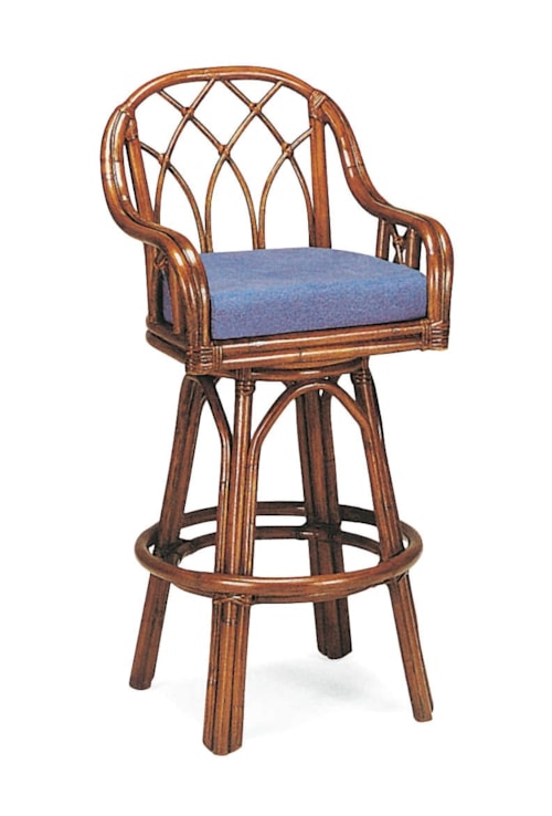 Coastal Swivel Barstool with Upholstered Seat