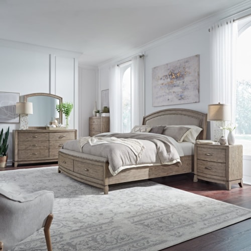 Transitional 5-Piece King Upholstered Storage Bedroom Set