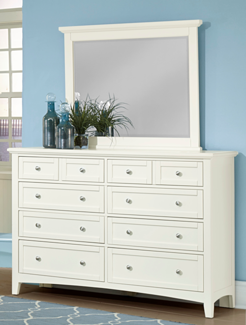 Transitional 8-Drawer Dresser and Landscape Mirror Set