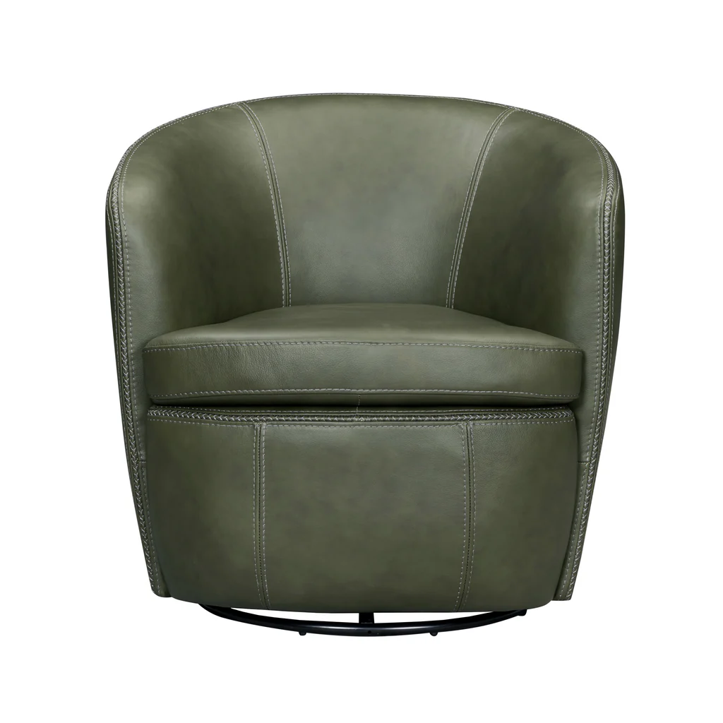 Leather Swivel Barrel Chair