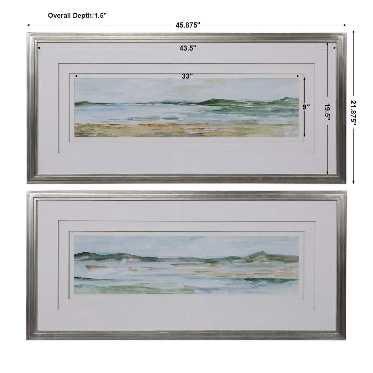 Uttermost Panoramic Seascape Panoramic Seascape Framed Prints Set/2