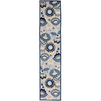 2'3" x 12' Blue/Grey Runner Rug