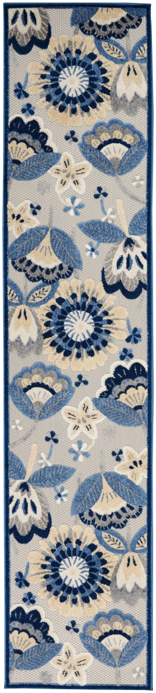 2'3" x 12' Blue/Grey Runner Rug