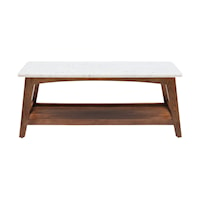 Contemporary Rainier Coffee Table with White Marble Top