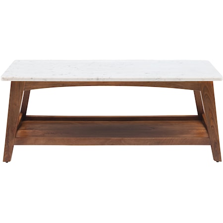 Contemporary Rainier Coffee Table with White Marble Top