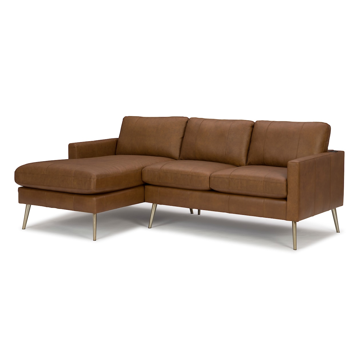 Bravo Furniture Trafton Leather Chaise Sofa w/ USB Port & Metal Feet