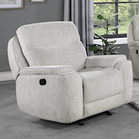 Transitional White Glider Recliner with Powered Headrest and Footrest