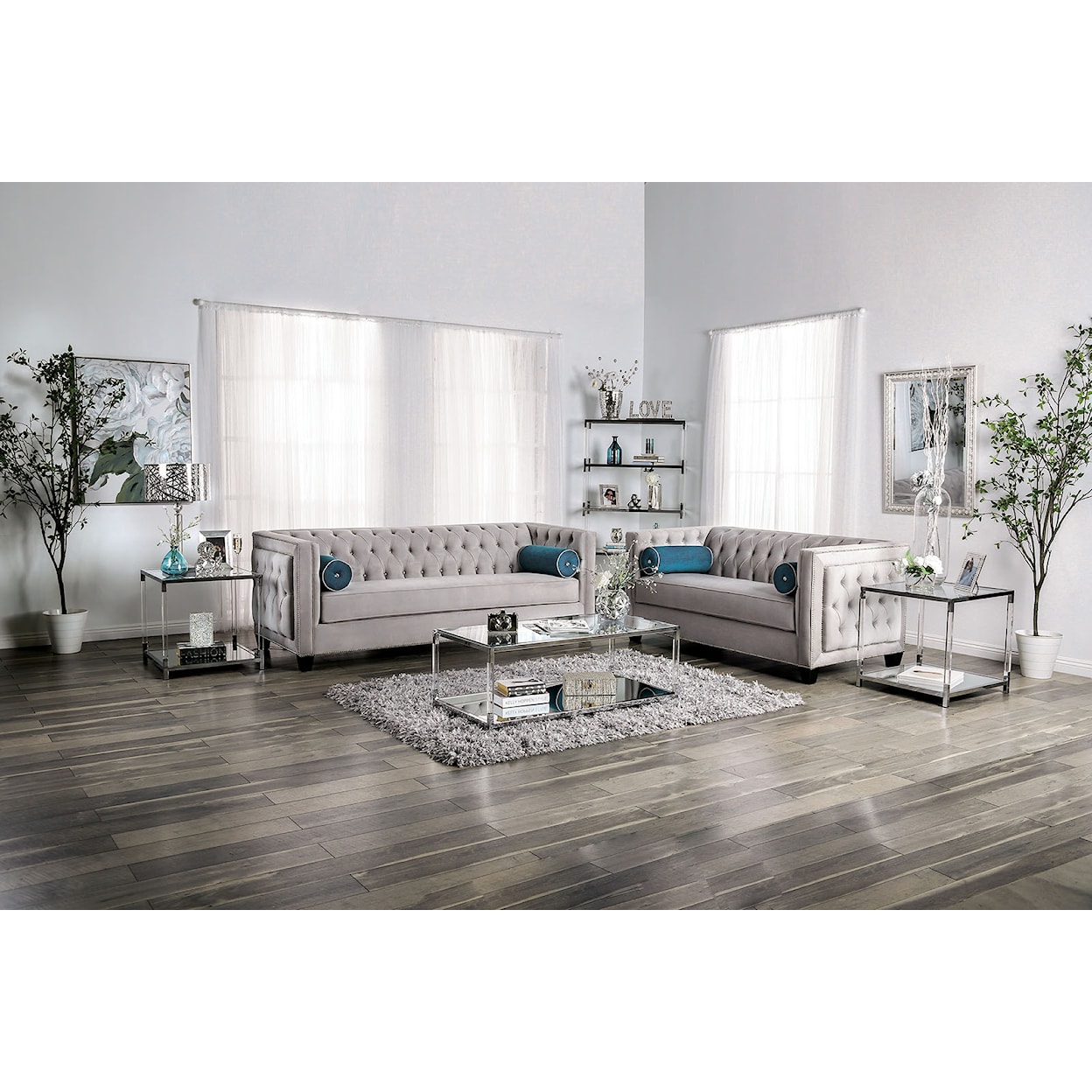 Furniture of America Silvan Sofa and Loveseat Set