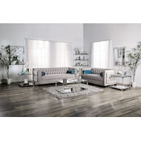 Transitional Sofa and Loveseat Set with Button Tufted Back