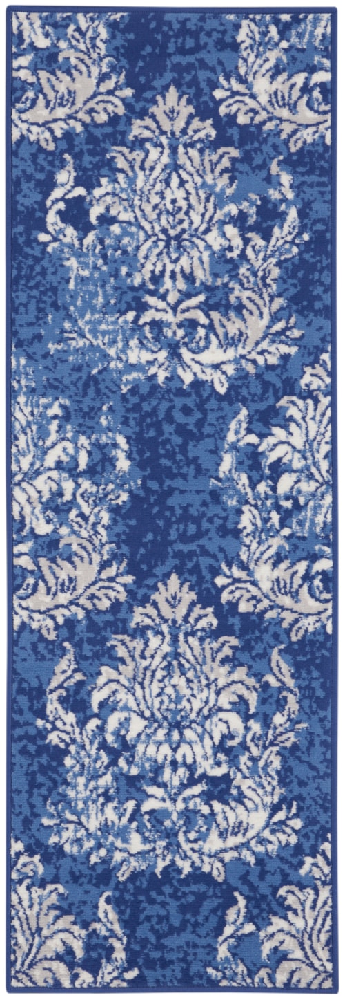 2' x 8' Navy Ivory Runner Rug