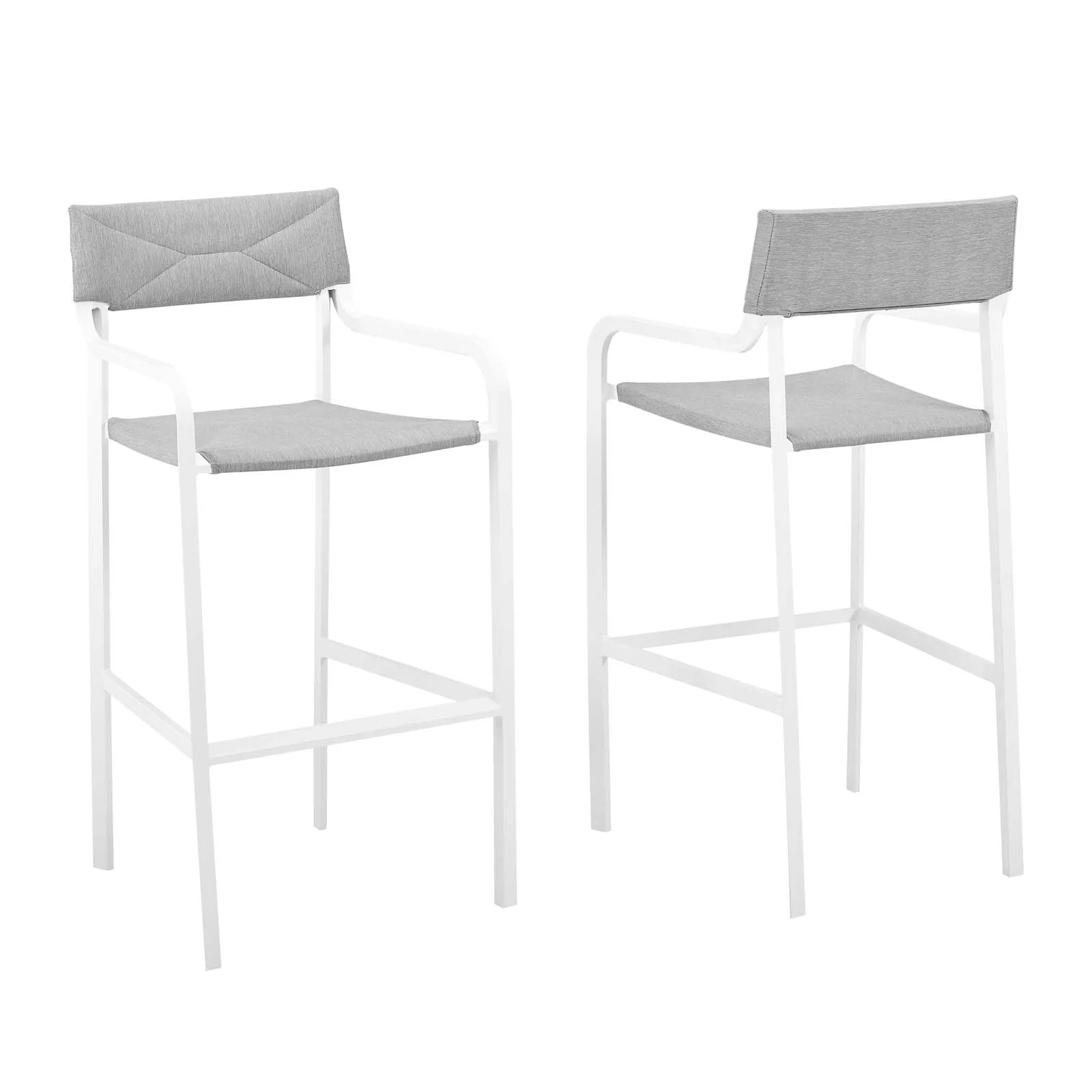 Modway Raleigh EEI3963WHIGRY Outdoor Patio Aluminum Bar Stool Set of 2 Value City Furniture