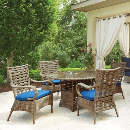 5-pc. Classic Glass-Top Wicker Dining Set