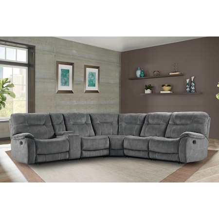 Cooper - Shadow Grey 6 Piece Modular Manual Reclining Sectional with Entertainment Console