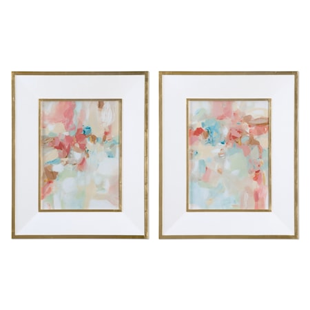 A Touch Of Blush And Rosewood Fences Art, S/