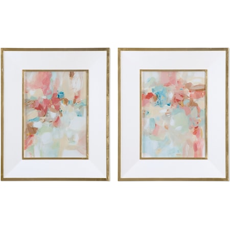 A Touch Of Blush And Rosewood Fences Art, S/