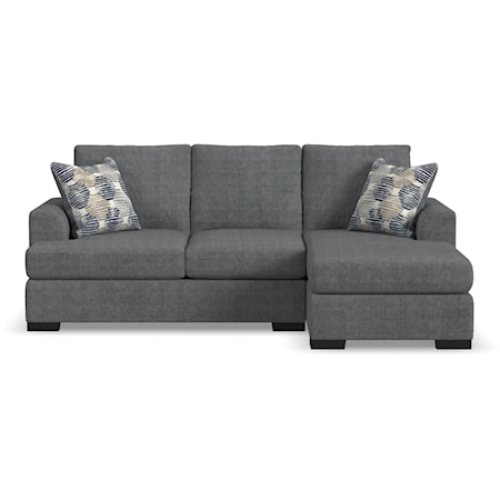 Casual Extra Large Sofa Chaise with Accent Pillows