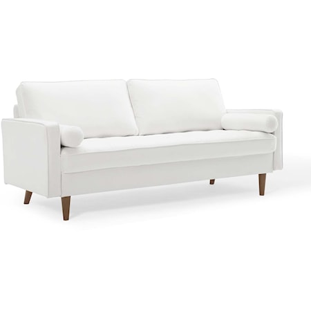 Valour Mid-Century Modern Performance Velvet Sofa - White