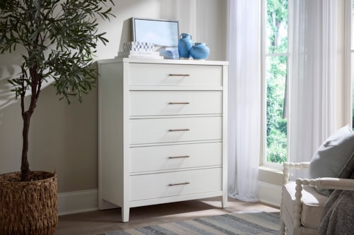 Transitional 5-Drawer Chest with Smooth Drawer Guides