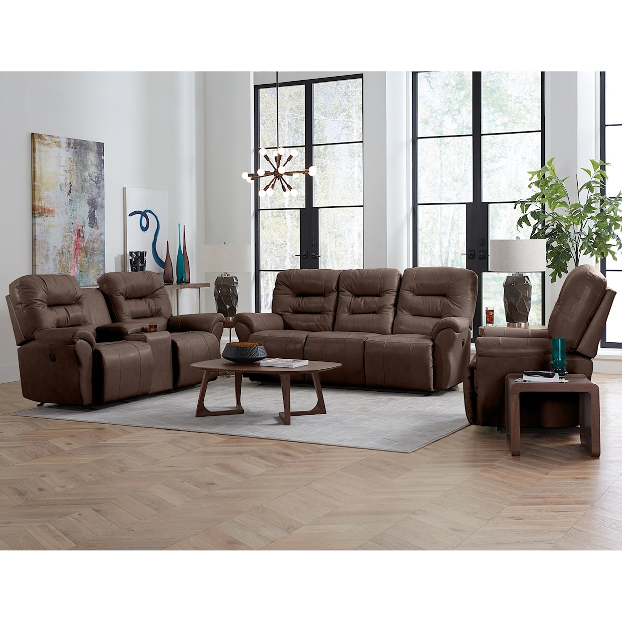 Best Home Furnishings Unity Power Space Saver Console Reclining Loveseat