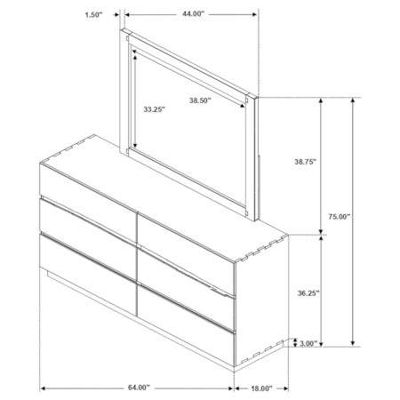 6-drawer Dresser w/ Mirrory