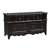 Traditional Black Storage Credenza with Scalloped Detailing