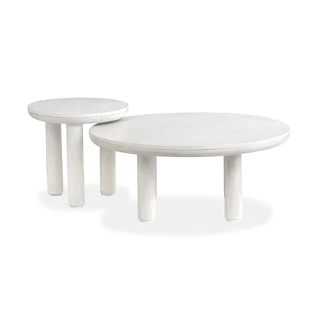 Contemporary Round Nesting Cocktail Table with Casters