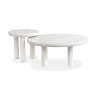 Contemporary Round Nesting Cocktail Table with Casters