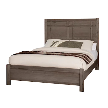 Casual Queen Architectural Panel Bed with Low-Profile Footboard