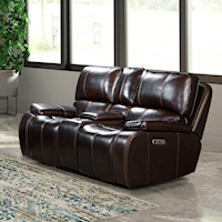 Casual Power Reclining Leather Loveseat