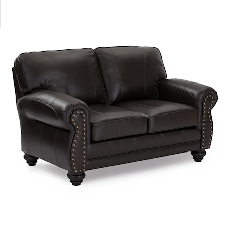 Leather Loveseat with Nailhead Trim