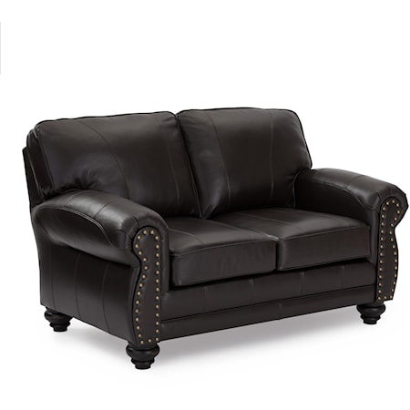 Leather Loveseat with Nailhead Trim