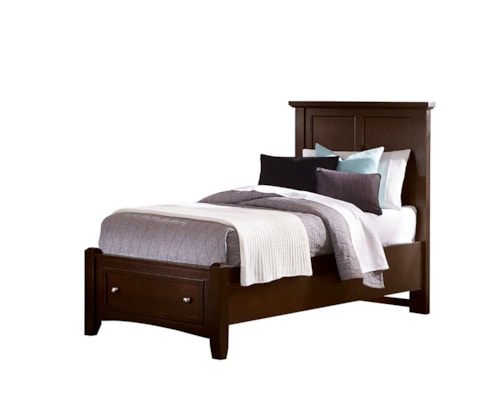 Transitional Twin Mansion Bed with Storage Footboard