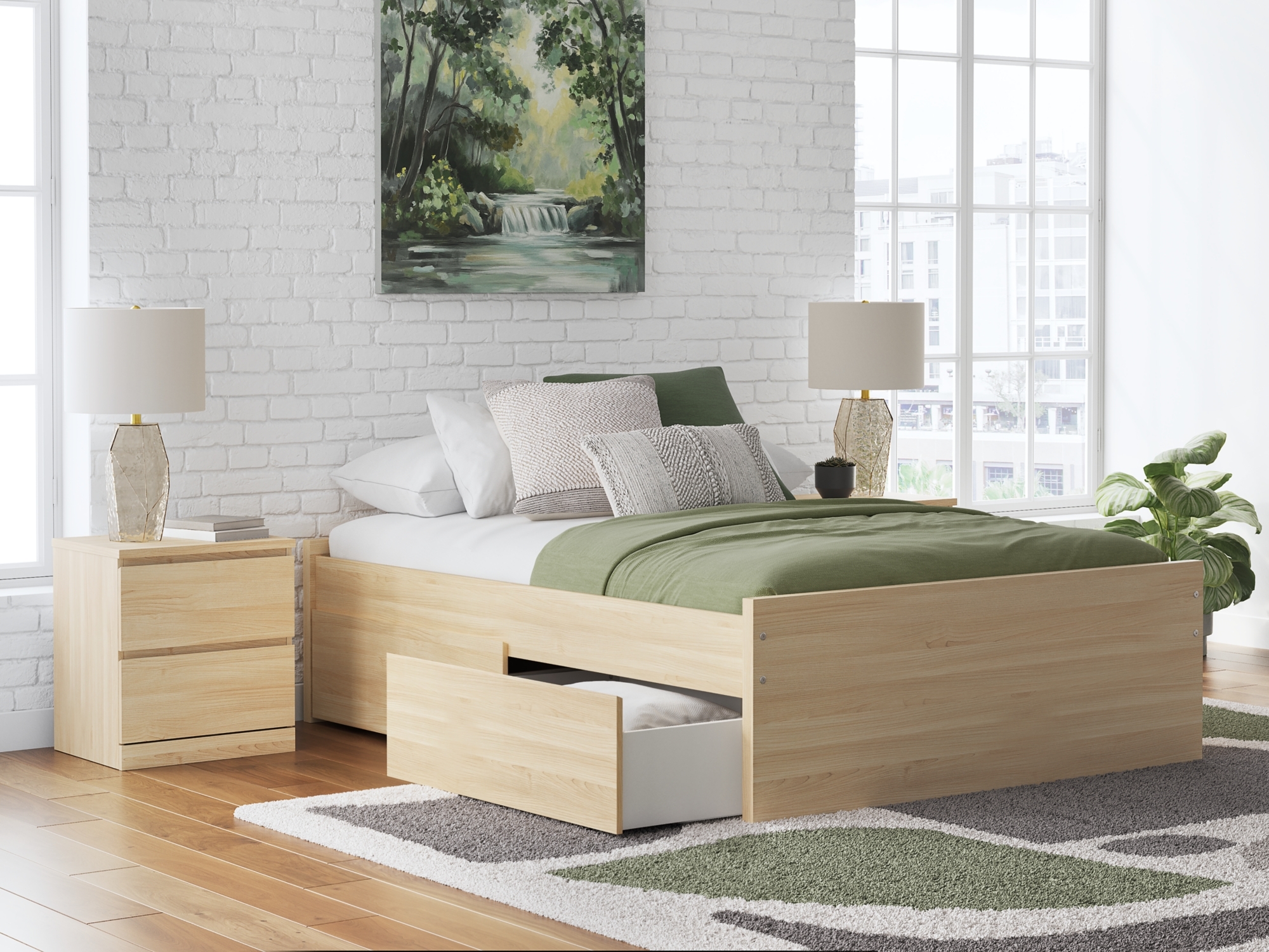 Full Platform Bed With 2 Side Storage
