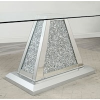 Glam Pedestal Dining Table with Mirror and Acrylic Diamond Accents