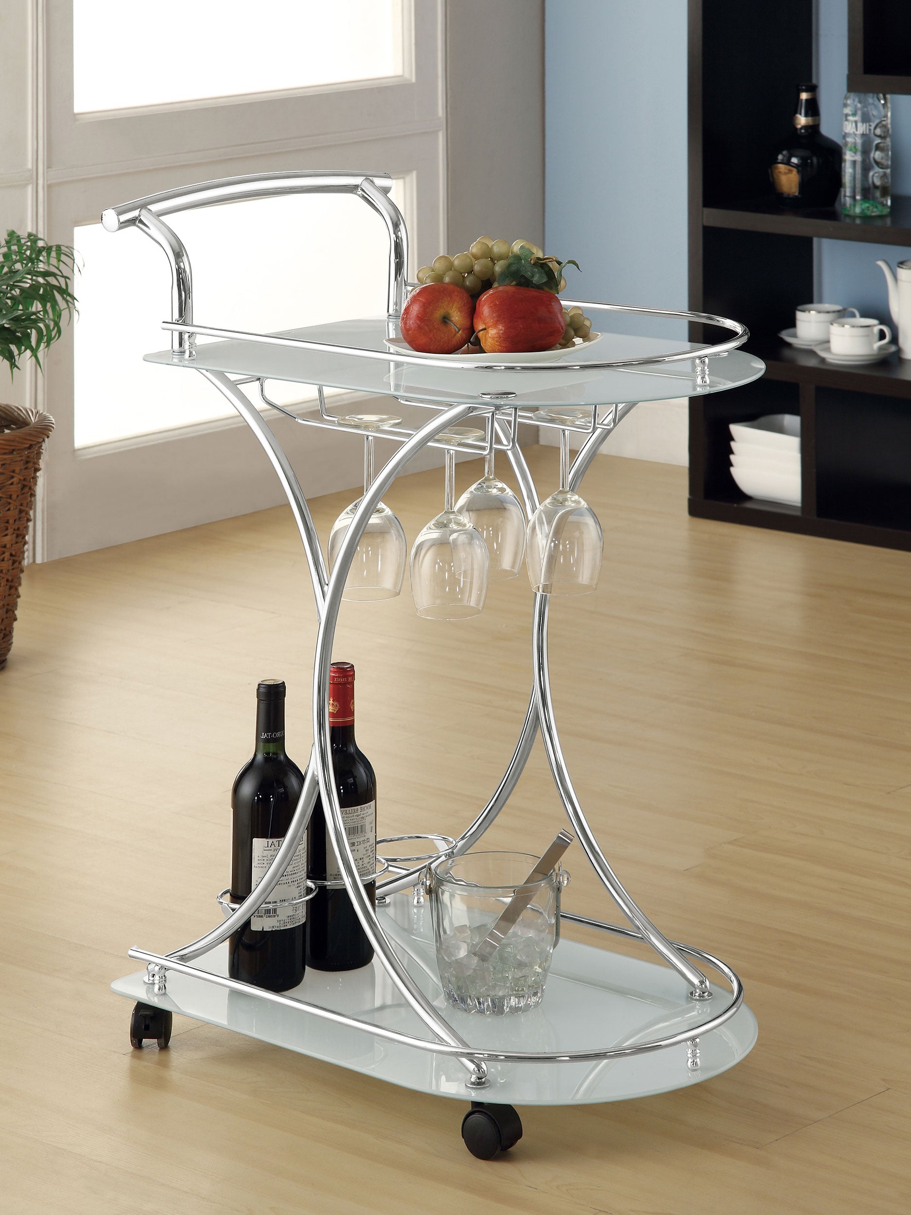 Elfman 2-tier Glass Shelf Bar Cart and
