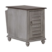 Farmhouse Single Door Chairside Table with Magazine Storage