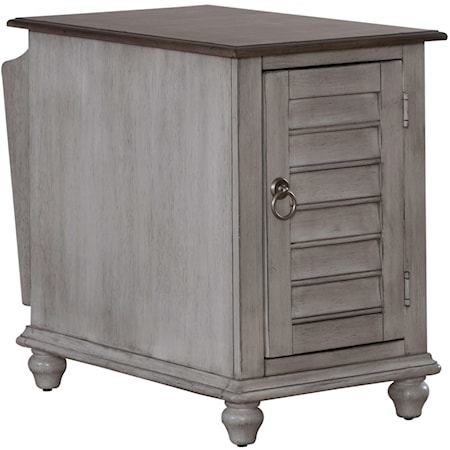 Farmhouse Single Door Chairside Table with Magazine Storage