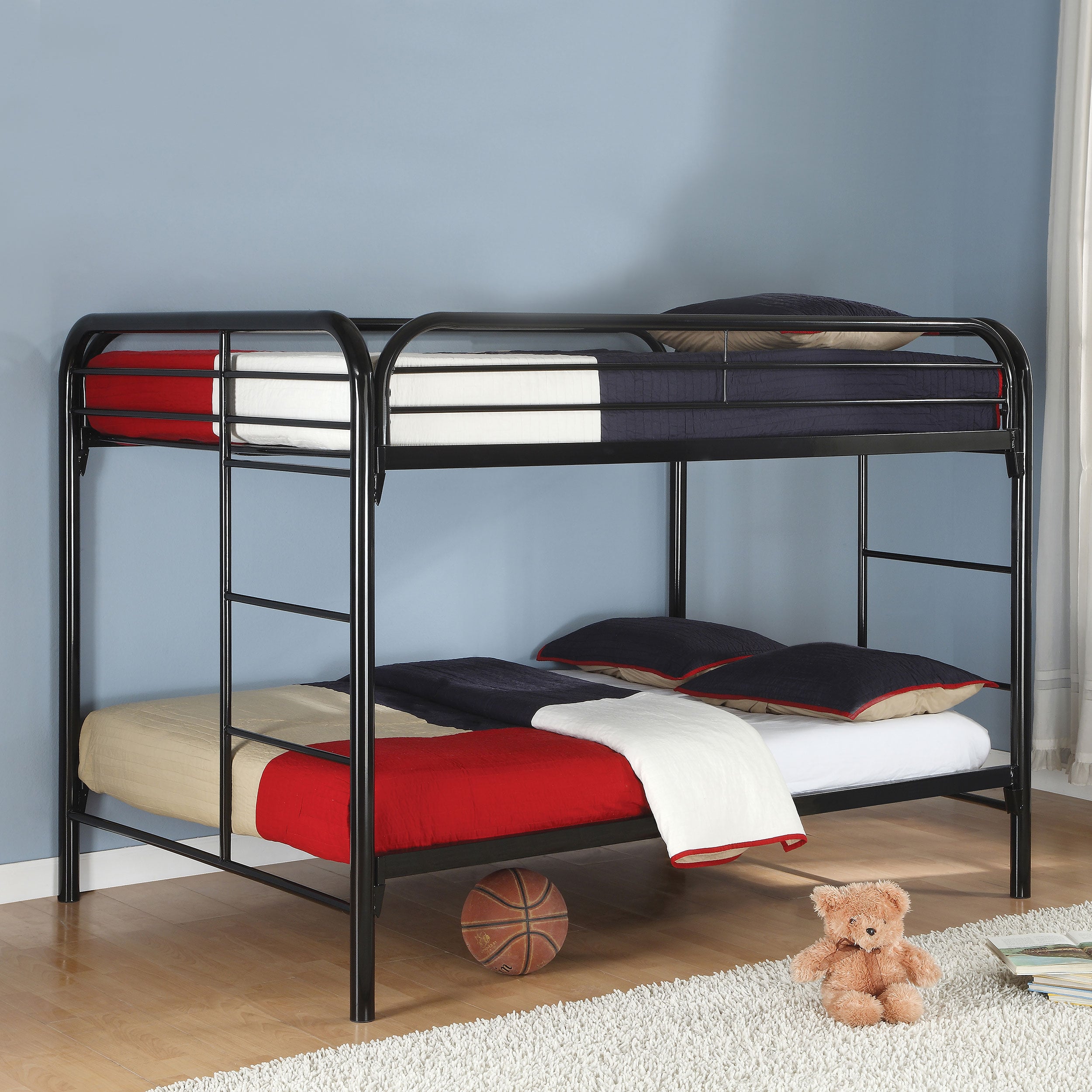 Coaster 65501 FULL/FULL BLACK METAL BUNK BED 7 Day Furniture
