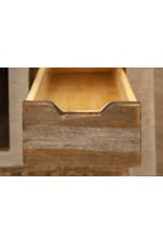 Carved wooden pulls make for a seamless look