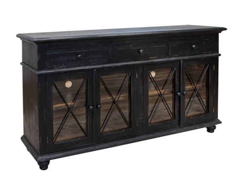 Rustic Console with Glass Doors