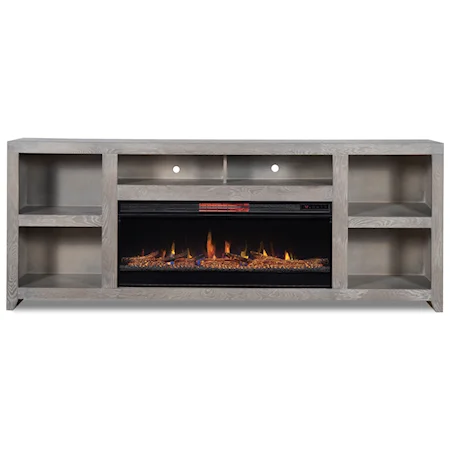 Contemporary 85" Super Fireplace TV Console with Wire Management Holes