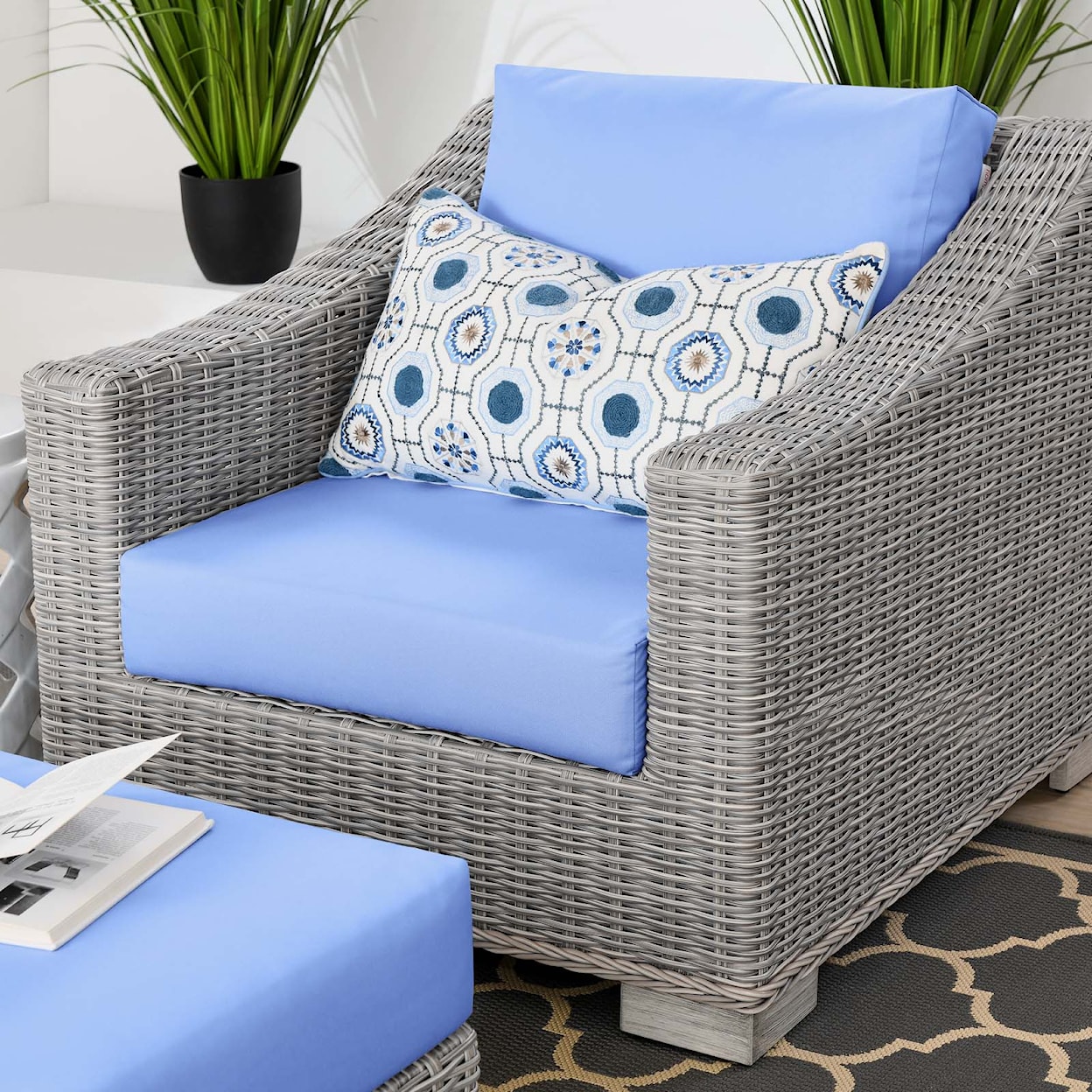 Modway Conway Outdoor 2-Piece Armchair and Ottoman Set