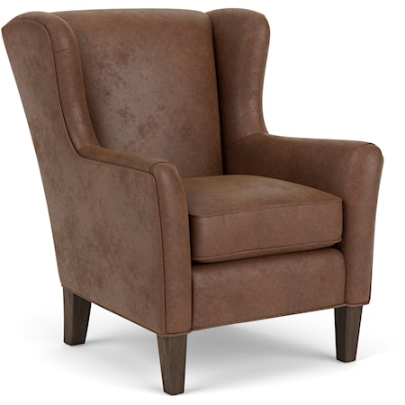 Transitional Wing Chair with Tall, Tapered Legs